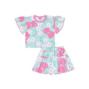 Conjunto Blusa e Shorts Floral Rosa