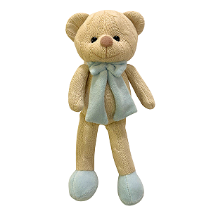 Urso Tricot Azul Bebê 30cm