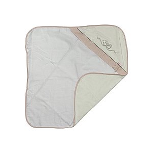 Toalha Felpa Forrada com Fralda e Capuz Laço Rosê