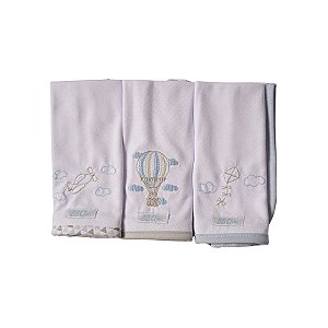 Kit 3 Babinhas Malha Dupla com Porta Chupeta Balão Cinza