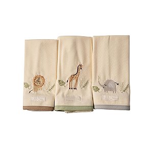Kit 3 Babinhas Malha Dupla com Porta Chupeta Safari Verde