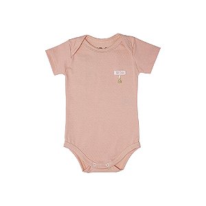 Body Pingente Ursinho Manga Curta Rosê