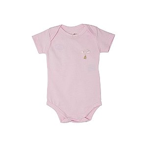 Body Pingente Ursinho Manga Curta Rosa Bebê