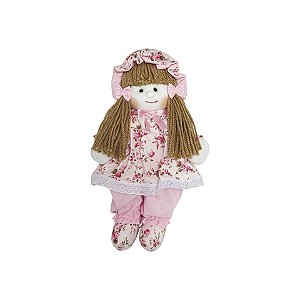Boneca Luiza Vestido Floral Rosa