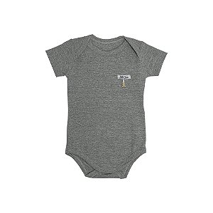 Body Pingente Ursinho Manga Curta Cinza