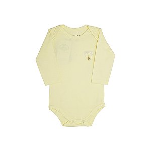 Body Pingente Ursinho Manga Longa Amarelo