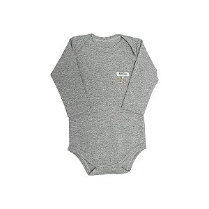 Body Pingente Ursinho Manga Longa Cinza