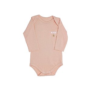 Body Pingente Ursinho Manga Longa Rosê