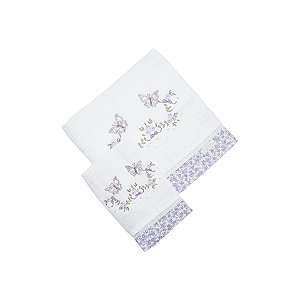 Conjunto 2 Fraldas Bordado Borboleta Lilás