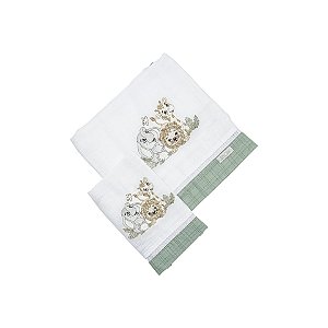 Conjunto 2 Fraldas Bordado Safari Verde