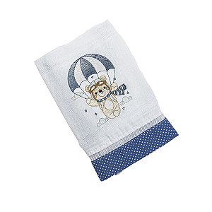 Toalha de Boca Bordado Urso Poá Azul