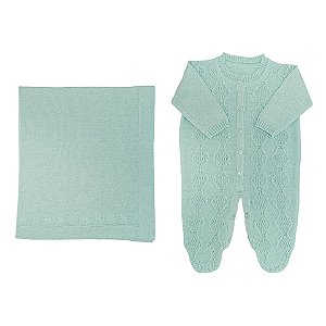 Saída de Maternidade 2 Peças Tricot Verde Água