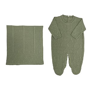 Saída de Maternidade 2 Peças Tricot Verde Mescla