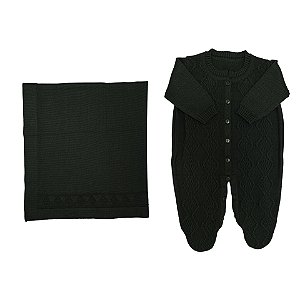 Saída de Maternidade 2 Peças Tricot Verde Militar