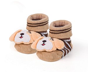 Meia Sapatinho Antiderrapante com Cachorrinho
