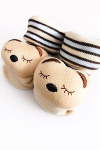 Meia Sapatinho Antiderrapante com Ursinho Dormindo