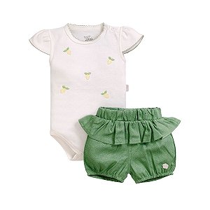 Conjunto Body Limão com Shorts Verde