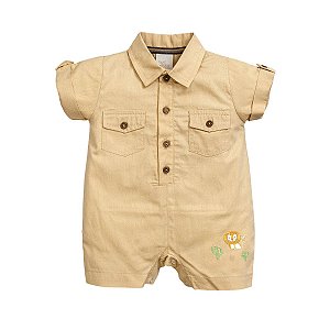 Macacão Curto Tricoline Bege