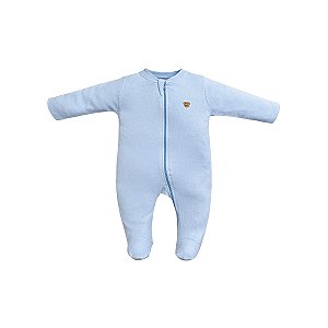 Macacão Longo Zíper Suedine Egípcia Azul