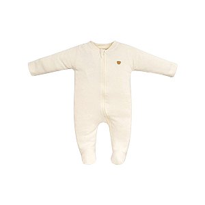 Macacão Longo Zíper Suedine Egípcia Off White