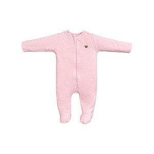 Macacão Longo Zíper Suedine Egípcia Rosa