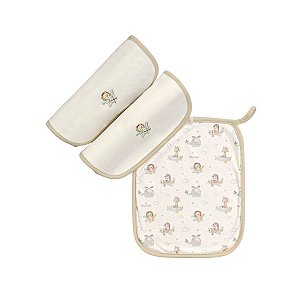 Kit 3 Babinhas Malha Aveludada Avião Bege