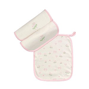Kit 3 Babinhas Malha Aveludada Coração Rosa