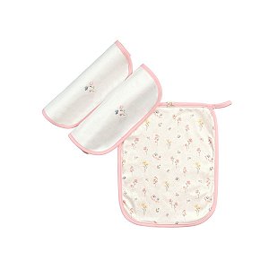 Kit 3 Babinhas Malha Aveludada Flores Rosê