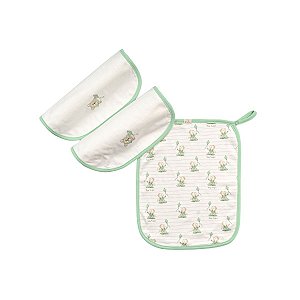 Kit 3 Babinhas Malha Aveludada Urso Verde