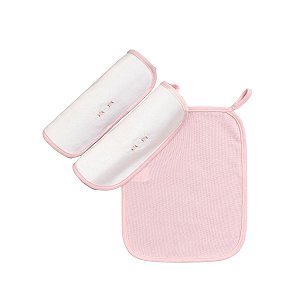 Kit 3 Babinhas Malha Tricot e Suedine Flores Rosa
