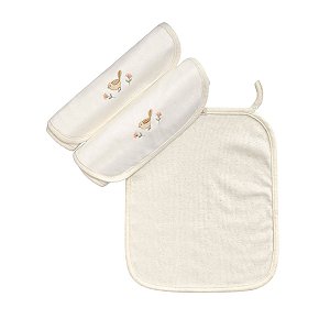 Kit 3 Babinhas Malha Tricot e Suedine Passarinho Off White