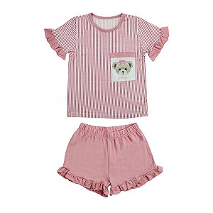 Pijama Curto Infantil Rosa