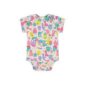 Body Manga Curta Suedine Cidade Off White