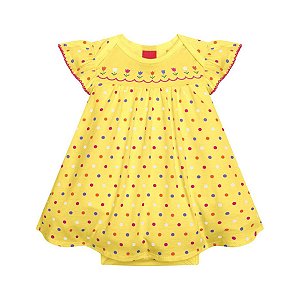 Vestido de Bolinha Amarelo