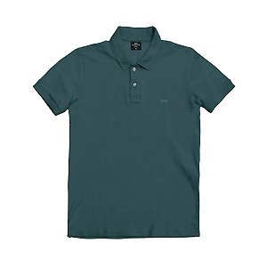 Camiseta Polo Piquet Lisa Verde Petróleo