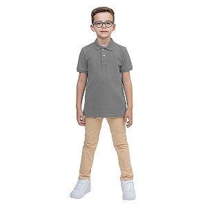 Camiseta Polo Piquet Lisa Cinza
