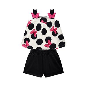 Conjunto Bata Meia Malha Branco e Short Moletinho
