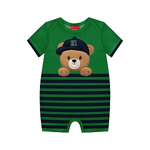 Macaquinho Meia Malha Ursinho Listrado Verde