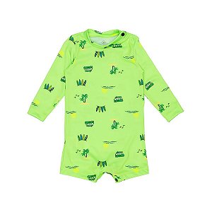 Macaquinho Manga Longa Proteção UV Neon Praia Verde