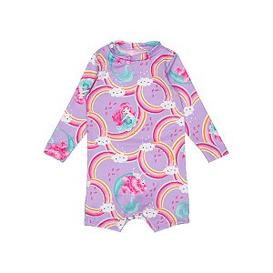Macaquinho Manga Longa Proteção UV Sereia Lilás