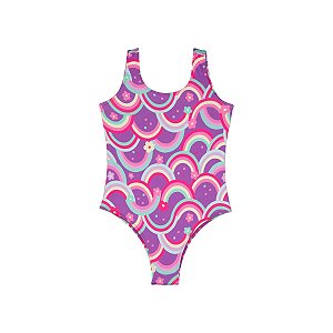 Maiô Regata Proteção UV Estampado Sereia Lilás