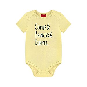 Body Manga Curta Cotton Amarelo