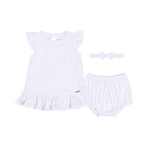 Vestido Delicadeza Laise com Tapa Fralda e Faixa