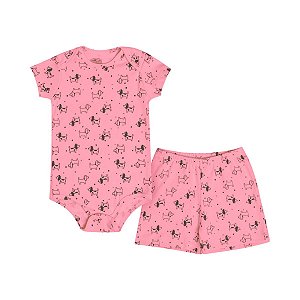 Conjunto Little Puppy Body e Bermuda Ribana