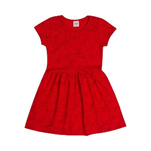 Vestido sem Manga Estampado Cotton Vermelho