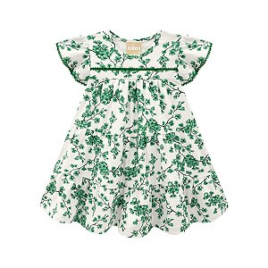 Vestido sem Manga Cotton Floral Verde