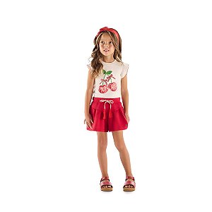 Conjunto Blusa Malha e Short Moletom Cereja Off White