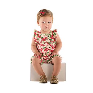 Macaquinho sem Manga Cotton Cereja Off White