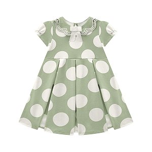 Vestido Cotton Estampa Bolas Verde Chá