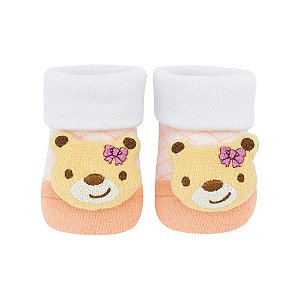 Meia Sapatinho Antiderrapante com Ursinha Laço